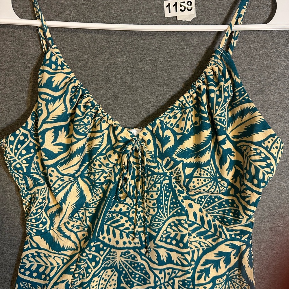 Sienna Sky Teal and Cream Leaf Camisole Medium